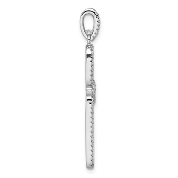 Sterling Silver Rhodium-plated CZ Twisted Rectangle Pendant — alternate view