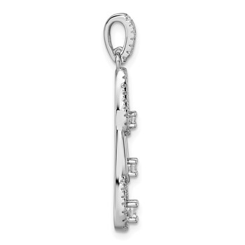 Sterling Silver Rhodium-plated 3-Stone CZ Dangle Pendant — alternate view