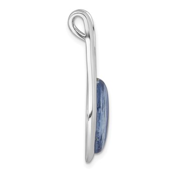 Sterling Silver Rhodium-plated Polished Oval Kyanite Teardrop Chain Slide Pendant — alternate view