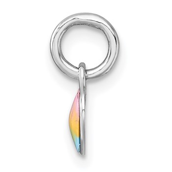 Sterling Silver Madi K Rhodium-plated Enameled Pastel Rainbow Heart Childrens Pendant — alternate view