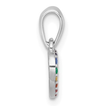 Sterling Silver Rhodium-plated Polished Rainbow Nano Crystals Open Heart Shape Childrens Pendant — alternate view