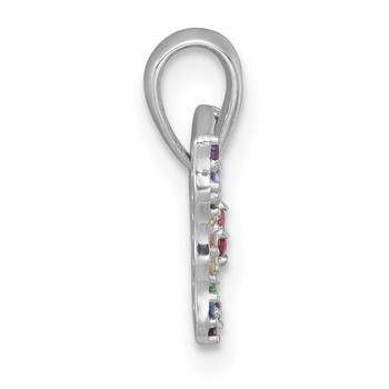 Sterling Silver Rhodium-plated Polished Rainbow Nano Crystals Butterfly Childrens Pendant — alternate view