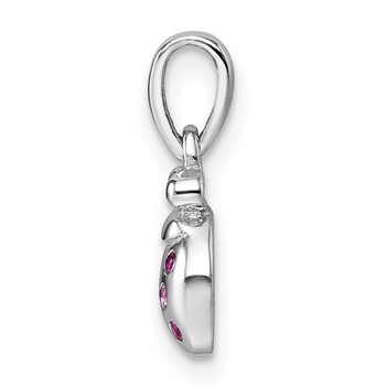 Sterling Silver Rhodium-plated Polished Pink And Red CZ Lady Bug Pendant — alternate view