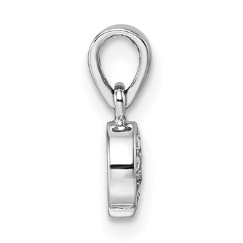 Sterling Silver Rhodium-plated Children's Pink and Brown Enamel with CZ Ice Cream Cone Pendant — alternate view