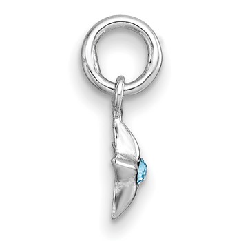 Sterling Silver Madi K Rhodium-plated Polished Blue Crystal Center Star Childrens Pendant — alternate view