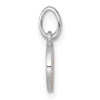 Sterling Silver Rhodium-plated Polished Pink and Yellow Enamel Moon and Star Childrens Pendant — alternate view