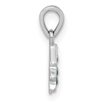 Sterling Silver Rhodium-plated Children's Green Enamel Christmas Tree with Hearts Pendant — alternate view