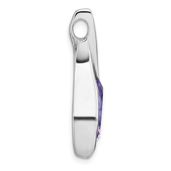 Sterling Silver Rhodium-plated Polished Marquise Amethyst Drop Chain Slide Pendant — alternate view