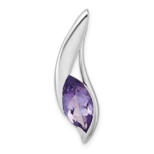 Image of SS Rhodium-plated Polished Amethyst Drop Chain Slide Pendant