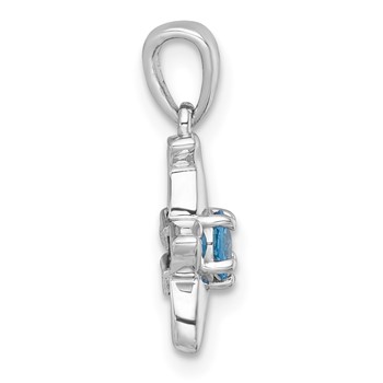 Sterling Silver Rhodium-plated Polished Light Swiss Blue Topaz Starfish Pendant — alternate view