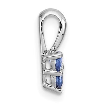 Sterling Silver Rhodium-plated Polished Three Round Sapphires Pendant — alternate view