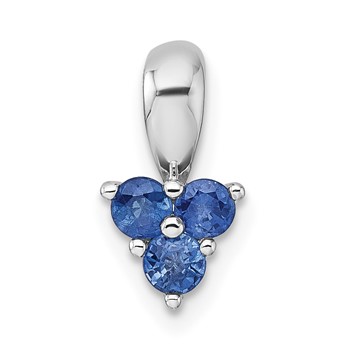 Sterling Silver Rhodium-plated Polished Three Round Sapphires Pendant