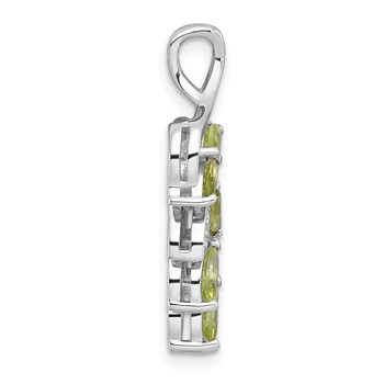 Sterling Silver Rhodium-plated Polished Peridot and White Topaz Leaves Chain Slide — alternate view