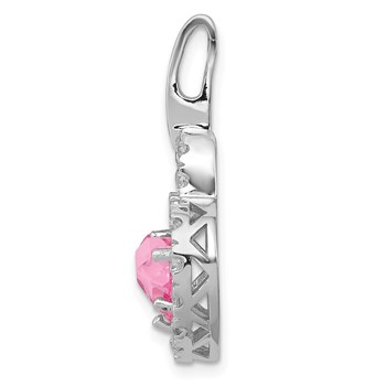 Sterling SilverRhodium Plated Pink and Clear CZ Heart Pendant — alternate view