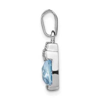 Sterling Silver Rhodium-plated Blue CZ Pendant — alternate view
