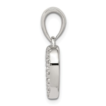 Sterling Silver Rhodium-plated CZ Heart Shape Pendant — alternate view