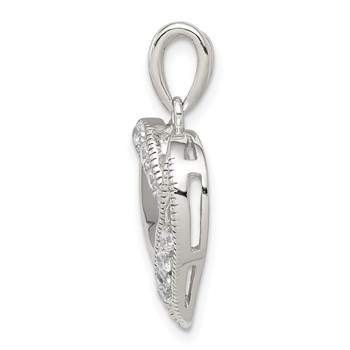 Sterling Silver CZ Heart Pendant — alternate view