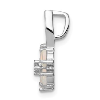 Sterling Silver Rhdoium Plated Opal Flower Pendant — alternate view