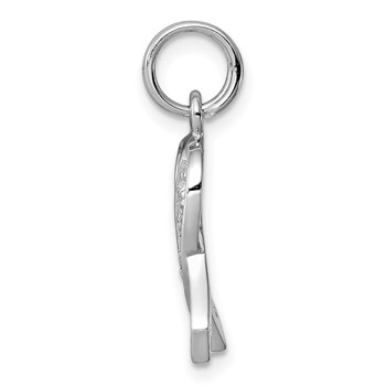 Sterling Silver Rhodium-plated CZ Awareness Ribbon Pendant — alternate view