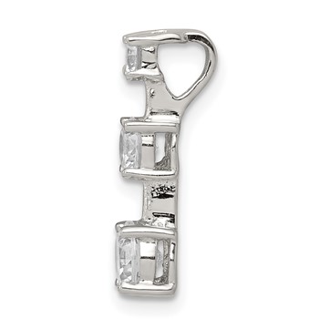 Sterling Silver Rhodium-plated 3-stone CZ Pendant — alternate view