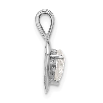 Sterling Silver CZ Heart Pendant — alternate view