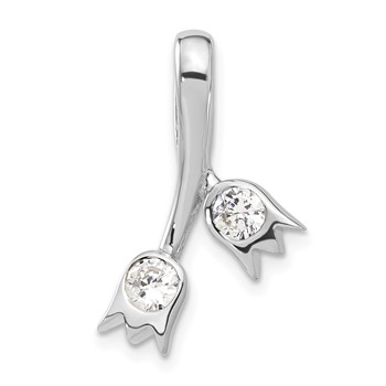 Sterling Silver CZ Double Tulip Slide Pendant