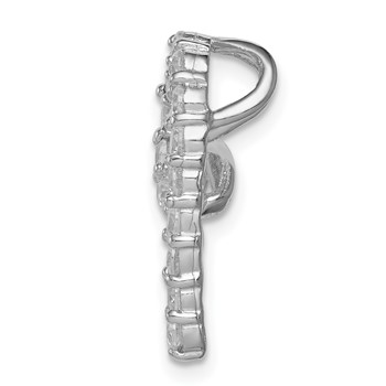 Sterling Silver Rhodium-plated CZ Heart Pendant — alternate view