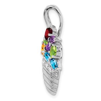 Sterling Silver RH Plated Multi-color CZ Basket Pendant and Pin — alternate view