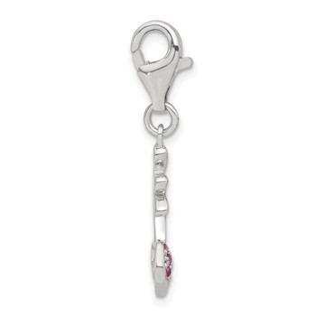 Sterling Silver CZ Cherries Charm — alternate view