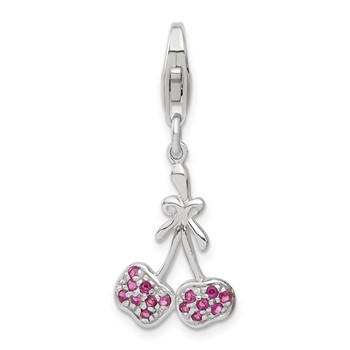 Sterling Silver CZ Cherries Charm