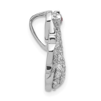 Sterling Silver Polished Pink & White CZ Swan Chain Slide Pendant — alternate view