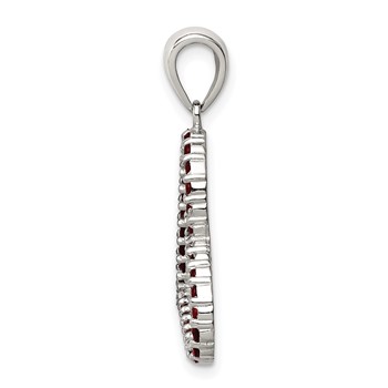 Sterling Silver Rhodium Plated Red CZ Heart Pendant — alternate view