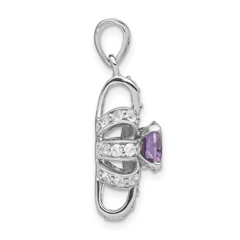 Sterling Silver Purple & Clear CZ Pendant — alternate view