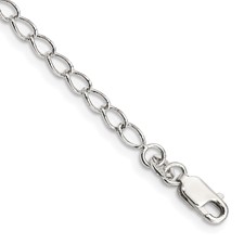 Image of Sterling Silver 3mm Half Round Wire Open Curb Chain Anklet