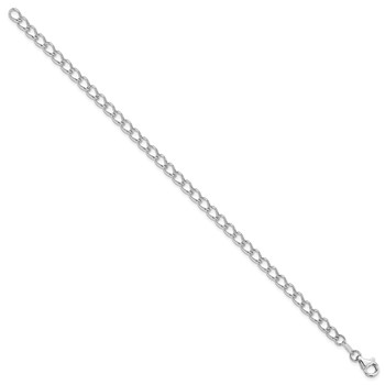 Amore La Vita Sterling Silver Rhodium-plated Polished 4.5mm 7 inch Half Round Wire Curb Chain with Fancy Lobster Clasp Charm Bracelet — alternate view