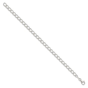 Amore La Vita Sterling Silver Rhodium-plated Polished 5.3mm 7 inch Half Round Wire Curb Chain with Fancy Lobster Clasp Charm Bracelet — alternate view
