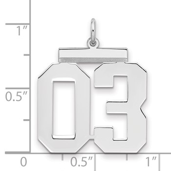 Sterling Silver Large Polished Number 3 W/Top — alternate view