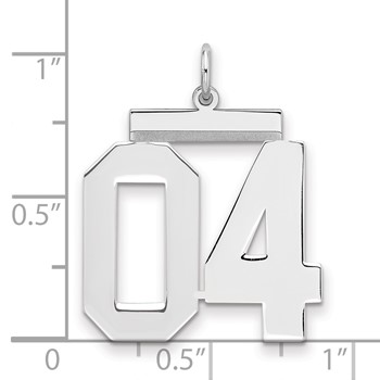 Sterling Silver Large Polished Number 4 W/Top — alternate view