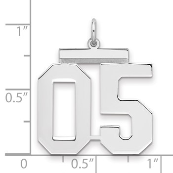 Sterling Silver Large Polished Number 5 W/Top — alternate view