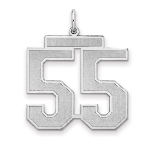 Sterling Silver/Rhodium-plated Satin Number 55 Charm