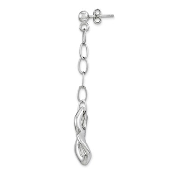 Sterling Silver Fancy Chain Dangle Post Earrings — alternate view