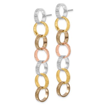 Sterling Silver Quad Colored Greek Key Circle Dangle Earrings — alternate view