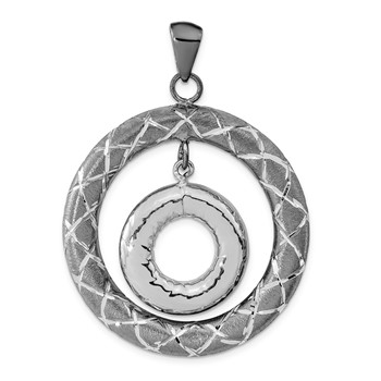 Sterling Silver Ruthenium & Rhodium-plated D/C Pendant