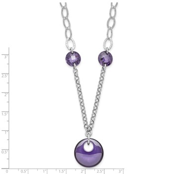 Sterling Silver Purple CZ Fancy Necklace — alternate view