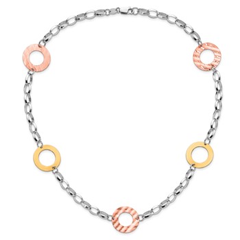 Sterling Silver Gold-tone & Rose-tone Rhodium Circles Necklace — alternate view