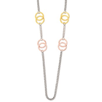 Sterling Silver & Rhodium Double Circles Necklace
