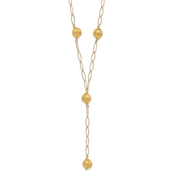 Sterling Silver Gold-tone Rhodium Textured Clover Bead Drop Necklace