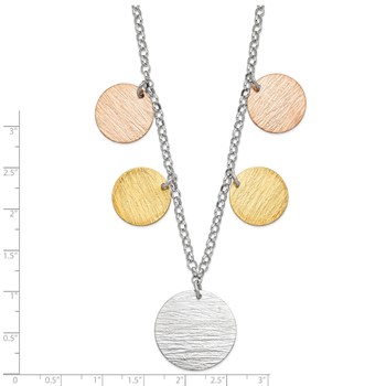 Sterling Silver Gold/Rose-tone Rhodium Circle Disc Necklace — alternate view