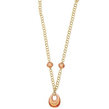 Sterling Silver Rhodium Amber CZ Fancy Necklace