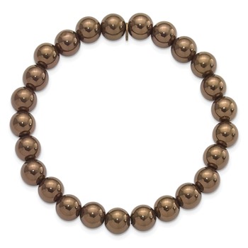 Sterling Silver Metallic Chocolate Beaded Stretch Bracelet — alternate view